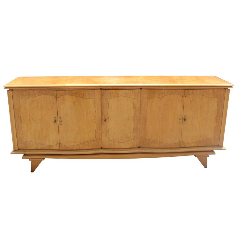 Long French Art Deco Sycamore Sideboard Or Buffet Circa 1940s Prev