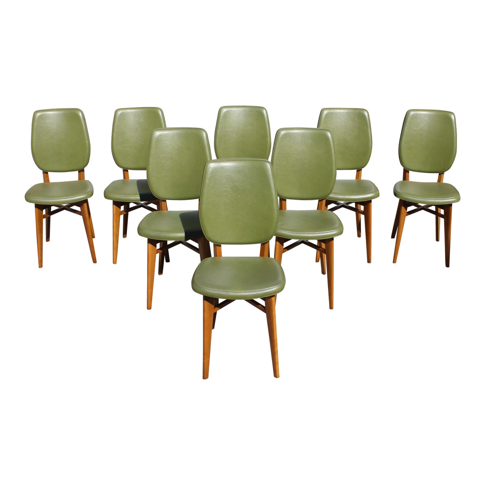 Classic Set Of 8 French Art Deco Solid Gany Dining Chairs Circa Prev