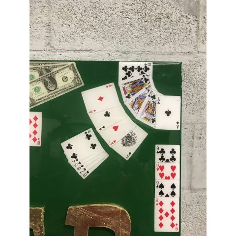 Abstract Money Poker Game Oil Painting With Resin on Canvas by Franchy