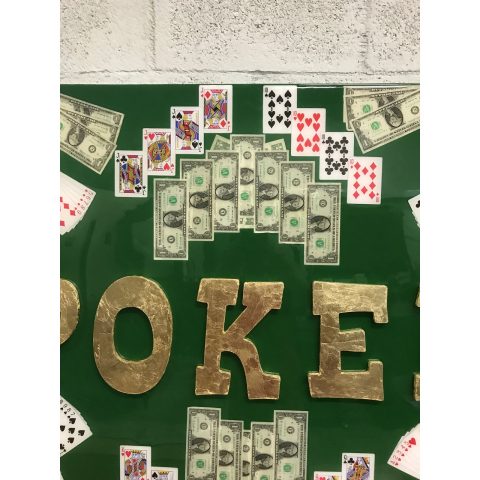 Abstract Money Poker Game Oil Painting With Resin on Canvas by Franchy