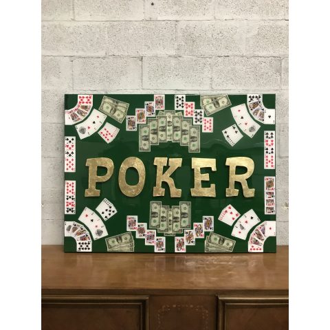 Abstract Money Poker Game Oil Painting With Resin on Canvas by Franchy