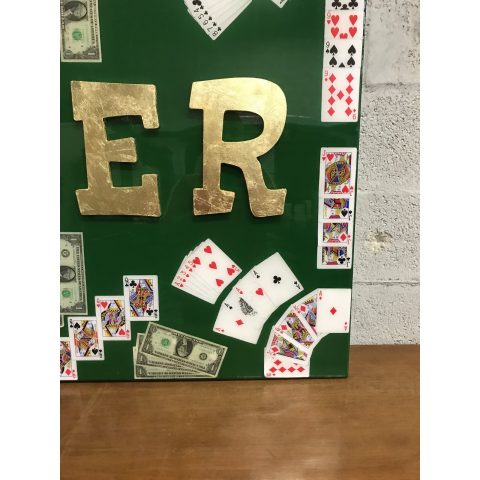 Abstract Money Poker Game Oil Painting With Resin on Canvas by Franchy