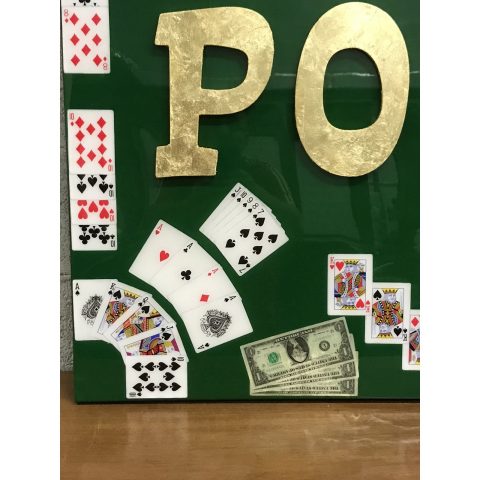 Abstract Money Poker Game Oil Painting With Resin on Canvas by Franchy
