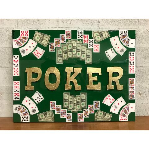 Abstract Money Poker Game Oil Painting With Resin on Canvas by Franchy