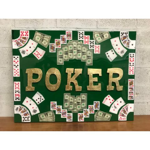 Abstract Money Poker Game Oil Painting With Resin on Canvas by Franchy