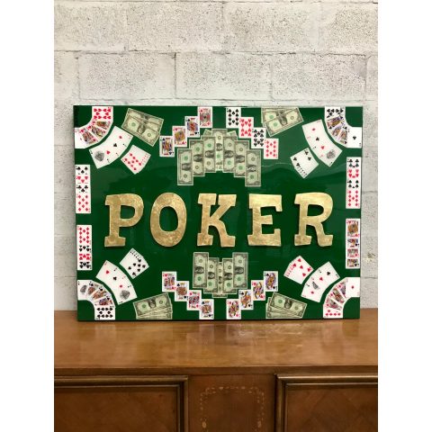 Abstract Money Poker Game Oil Painting With Resin on Canvas by Franchy