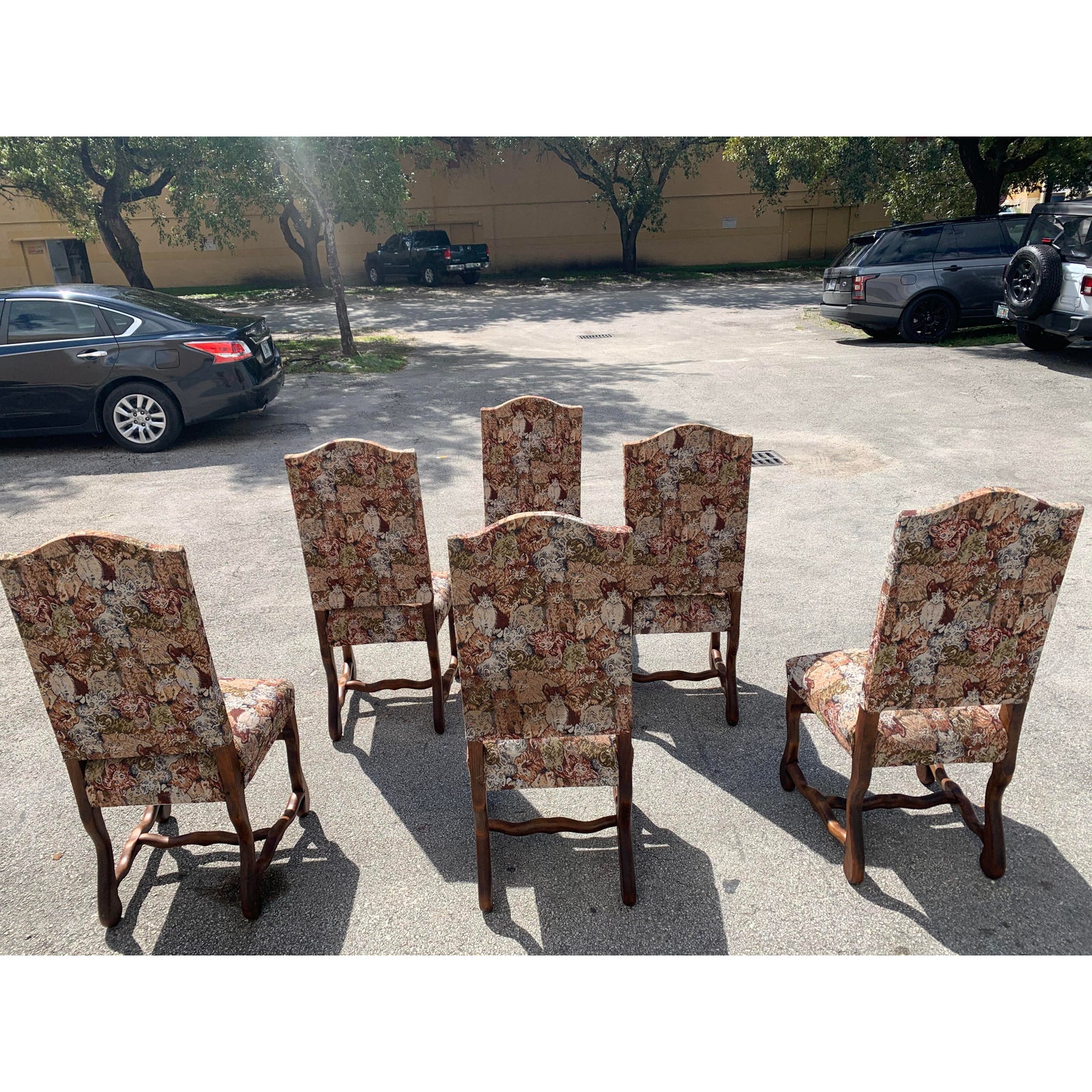19th Century Antique French Louis XIII Style Os De Mouton Solid Walnut  Dining Chairs - Set of 8 - French Art Deco