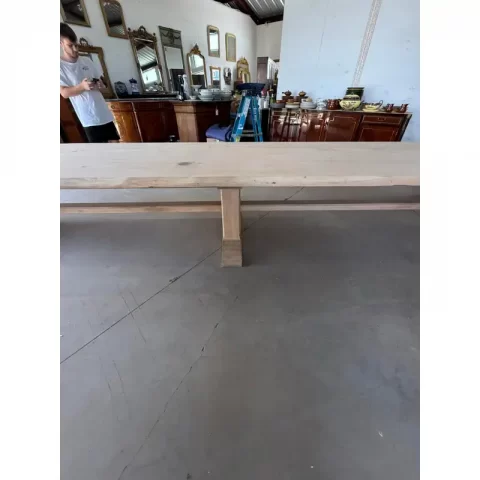 19th Century French Bleached Solid Walnut Monastery Trestle Dining Table or Farm Table 18feet Long