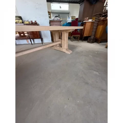 19th Century French Bleached Solid Walnut Monastery Trestle Dining Table or Farm Table 18feet Long